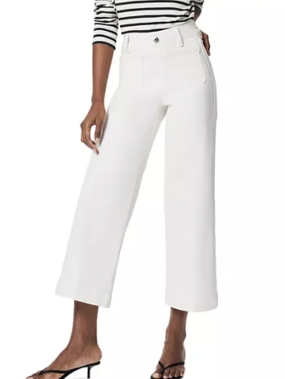 SPANX High Rise Cropped Wide Leg Jeans in Ercu - Size L